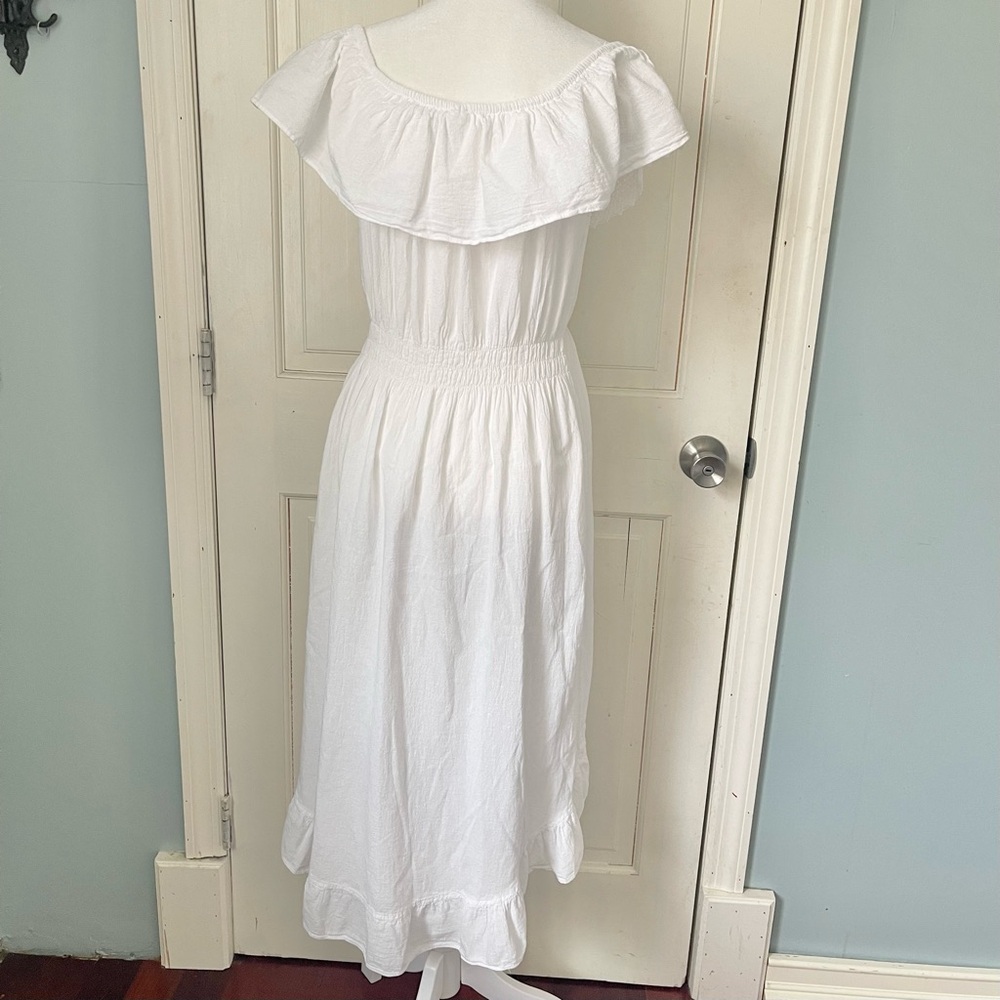 Blanco by Nature 100% Peruvian Cotton Taylor Sun Dress Medium White Beach Boho - Picture 11 of 11